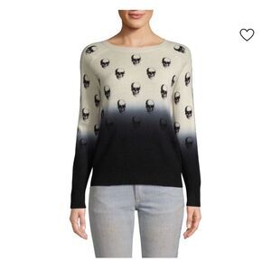 Skull Cashmere Dip Dye Skull Pattern Ombre Sweater